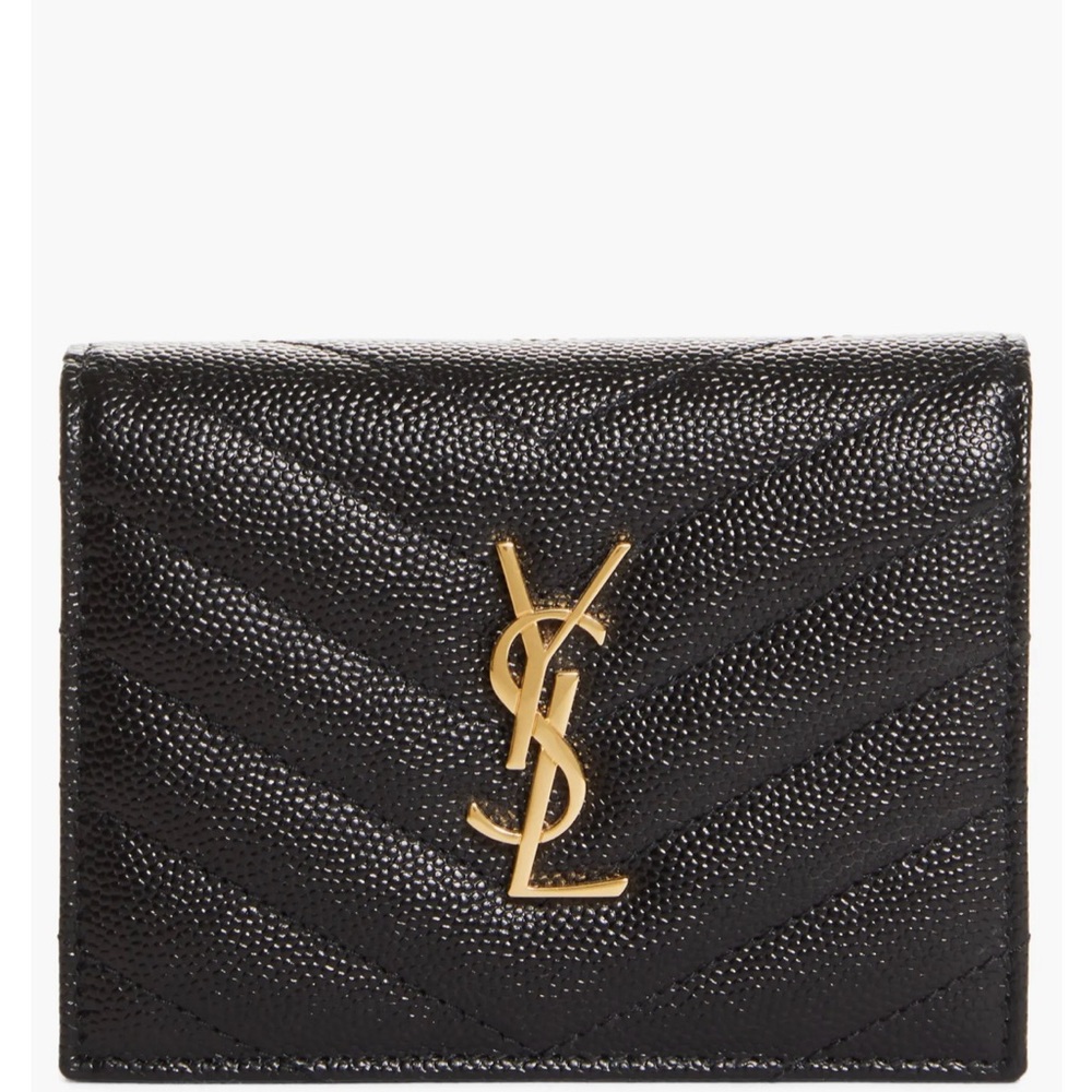 Yves Saint Laurent Authentic Matelasse Quilting Wallet Noir ,EUC
